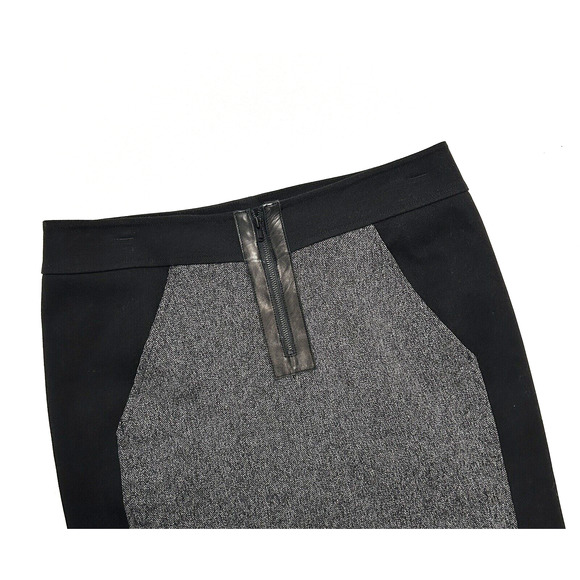 Rebecca Taylor Skirt Womens Size 4 Gray & Black Colorblock Panel Combo Woven - Picture 4 of 8